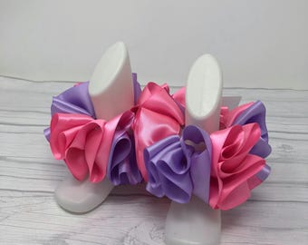 Bracelets de cheville tutu rose et violet bubble-gum, Chaussettes tutu de Pâques, Bracelets de cheville tutu en ruban, Chaussettes tutu, Bracelets de cheville à volants, Chaussettes de baptême
