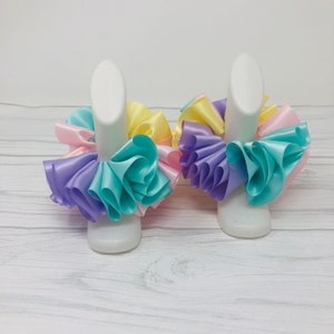 Cotton Candy Anklets, Easter Tutu Socks, Ribbon Tutu Anklets, Tutu Socks, Ruffled Anklets, Christening Socks, Multi Color Socks