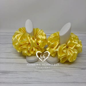 Lemon Yellow Tutu Anklets, Easter Tutu Socks, Ribbon Tutu Anklets, Tutu Socks, Ruffled Anklets, Christening Socks