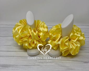 Lemon Yellow Tutu Anklets, Easter Tutu Socks, Ribbon Tutu Anklets, Tutu Socks, Ruffled Anklets, Christening Socks