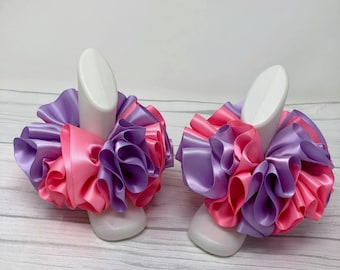 Pink & Lavender Anklets, Easter Tutu Socks, Ribbon Tutu Anklets, Tutu Socks, Ruffled Anklets, Christening Socks