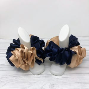 Navy & Khaki Tutu Anklets, Easter Tutu Socks, Ribbon Tutu Anklets, Tutu Socks, Ruffled Anklets, Christening Socks
