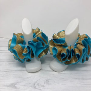 Turquoise Anklets, Easter Tutu Socks,Ribbon Tutu Anklets, Tutu Socks, Ruffled Anklets, Christening Socks, Glitter Tutu Socks