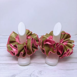 Bubble Gum Pink & Gold Easter Tutu Socks,Ribbon Tutu Anklets, Tutu Socks, Ruffled Anklets, Christening Socks, Glitter Tutu Socks