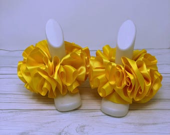 Golden Yellow Tutu Anklets, Easter Tutu Socks, Ribbon Tutu Anklets, Tutu Socks, Ruffled Anklets, Christening Socks, Glitter Tutu Socks
