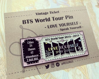 Instock BTS World Tour Ticket Pins | Permission to Dance | Mots One | BangBangCon | Love Yourself | Wings | HYYH | The Red Bullet kpop