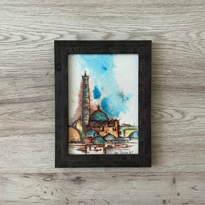 Vintage painting original, Original watercolor painting, Decor wall art original vintage, Vintage landscape painting original