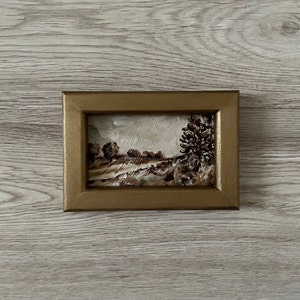 Oil painting miniature, Oil painting original, Vintage oil painting original, Mini vintage painting, Framed original art