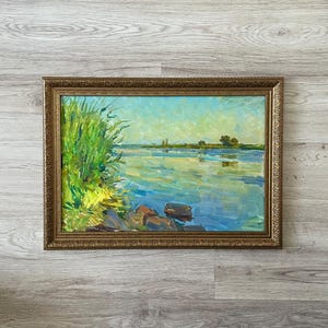 Pintura al óleo antigua original, Pintura al óleo original, Pintura al óleo antigua enmarcada, Pintura vintage con marco dorado, Pintura antigua original