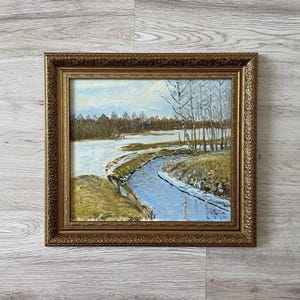 Pintura al óleo antigua original, Pintura al óleo original, Pintura al óleo antigua enmarcada, Pintura vintage con marco dorado, Pintura antigua original