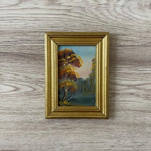 Pintura al óleo antigua original, Pintura al óleo original, Pintura al óleo antigua enmarcada, Pintura vintage con marco dorado, Pintura antigua original
