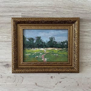 Pintura impresionista, Pintura al óleo original, Pintura al óleo antigua enmarcada, Pintura al óleo original vintage, Pintura antigua original