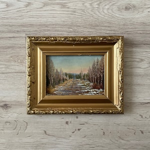 Pintura al óleo original antigua, Pintura al óleo antigua enmarcada, Pintura vintage con marco dorado, Pintura al óleo original, Pintura al óleo original