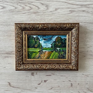 Miniatura de pintura al óleo, Pintura al óleo original vintage, Pintura al óleo original, Pinturas al óleo vintage, Pintura al óleo impresionista