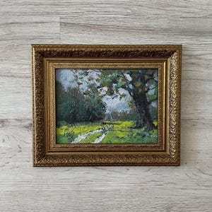 Pintura al óleo antigua original, Pintura al óleo original, Pintura al óleo antigua enmarcada, Pintura vintage con marco dorado, Pintura antigua original