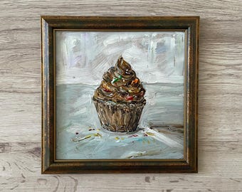 Pintura al óleo original, Pintura al óleo original, Pintura vintage con marco dorado, Pintura al óleo original vintage, Pintura al óleo original vintage