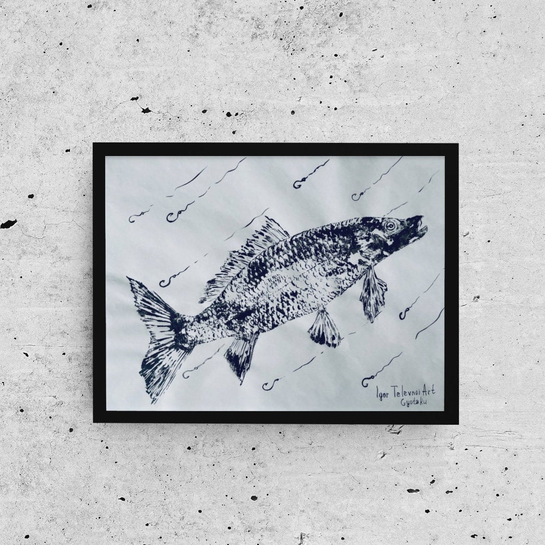 Gyotaku Fish Prints, I Love You Japanese Wall Art, House Warming