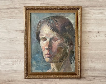 イタリアアンティーク古い油彩画 油絵 絵画 人物画 額縁 板絵 ビンテージ イタリアアンティーク古い油彩画 油絵 絵画 人物画 額縁 板絵