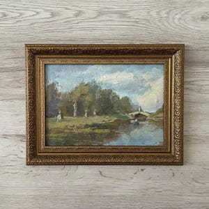 Pintura al óleo original antigua, Pintura al óleo original, Pintura al óleo antigua enmarcada, Pintura al óleo original vintage, Pintura antigua original