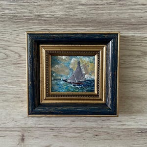 Oil painting miniature, Oil painting original, Original art painting, Mini vintage painting, Vintage painting original