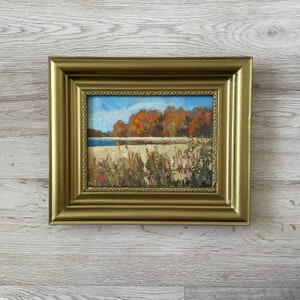 Pintura al óleo antigua original, Pintura al óleo antigua enmarcada, Pintura al óleo original, Pintura vintage enmarcada en oro, Pintura antigua original
