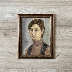 Retrato de mulher em pintura a óleo vintage, Pintura vintage original, Pintura a óleo original, Pintura a óleo original, Pintura a óleo original vintage