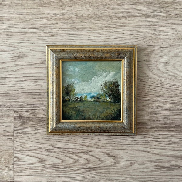 Mini vintage painting, Oil painting miniature, Vintage oil painting original, Original oil painting, Vintage painting original