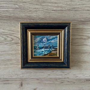 Miniatura de pintura al óleo, Pintura al óleo original, Pintura de arte original, Mini pintura vintage, Pintura vintage original