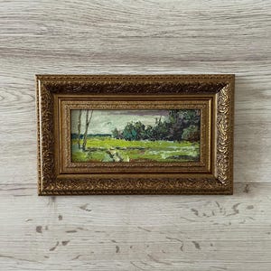 Pintura al óleo antigua original, Pintura al óleo original, Pintura al óleo antigua enmarcada, Pintura vintage con marco dorado, Pintura antigua original