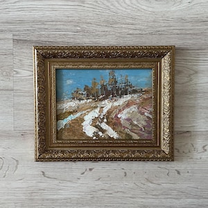 Pintura al óleo antigua original, Pintura al óleo original, Pintura al óleo antigua enmarcada, Pintura vintage con marco dorado, Pintura antigua original
