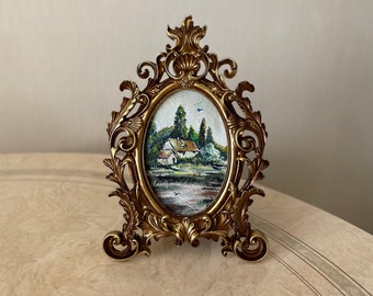 Gold framed vintage painting, Original oil painting vintage, Vintage oil painting original, Original framed vintage oil painting