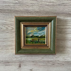 Oil painting miniature, Oil painting original, Original art painting, Mini vintage painting, Vintage painting original