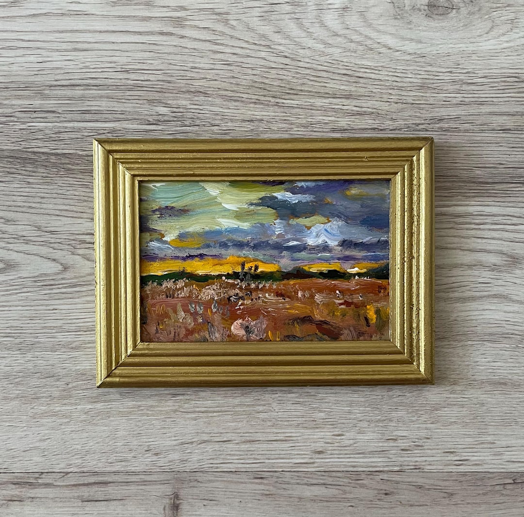 Original Miniature Painting Oil Painting Original Vintage Vintage Oil