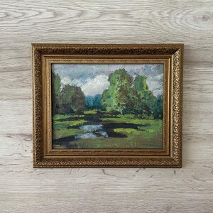 Pintura impresionista, Pintura al óleo original, Pintura al óleo antigua enmarcada, Pintura al óleo original vintage, Pintura antigua original