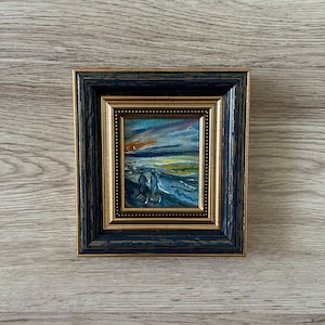 Miniatura de pintura al óleo, Pintura al óleo original, Pintura de arte original, Mini pintura vintage, Pintura vintage original