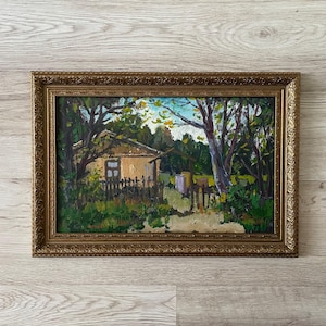 Pintura al óleo antigua original, Pintura al óleo original, Pintura al óleo antigua enmarcada, Pintura vintage enmarcada en oro, Pintura antigua original