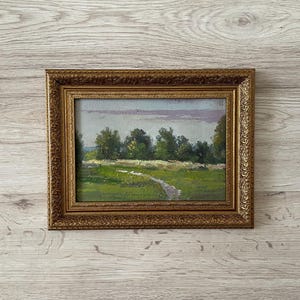 Pintura al óleo antigua original, Pintura al óleo original, Pintura al óleo antigua enmarcada, Pintura vintage con marco dorado, Pintura antigua original