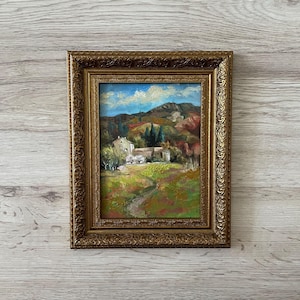 Pintura al óleo original vintage, Pintura al óleo original, Pintura al óleo vintage original, Pintura al óleo original, Pintura vintage con marco dorado