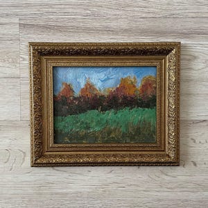 Pintura al óleo antigua original, Pintura al óleo original, Pintura al óleo antigua enmarcada, Pintura vintage con marco dorado, Pintura antigua original