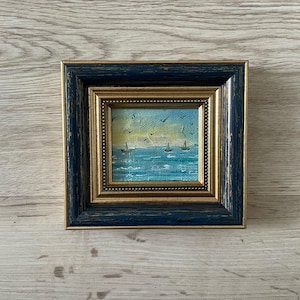 Miniature Oil Painting: Black Sea Impressionism, Framed Original Art