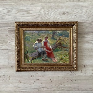 Pintura al óleo original antigua, Pintura al óleo original, Pintura al óleo antigua enmarcada, Pintura al óleo original vintage, Pintura antigua original