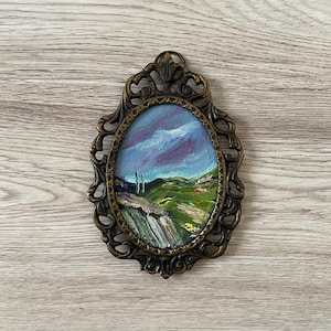 Original vintage miniature painting, Oil painting original, Original oil painting, Original miniature painting, Miniature oil painting