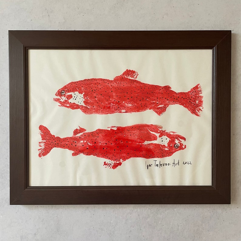 Gyotaku fish prints, Feng shui painting, House warming gifts new home, Japanese wall art, Housewarming gift first home image 8