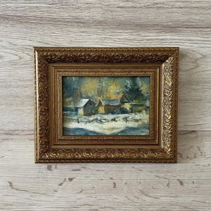 Pintura al óleo antigua original, Pintura al óleo original, Pintura al óleo antigua enmarcada, Pintura vintage con marco dorado, Pintura antigua original