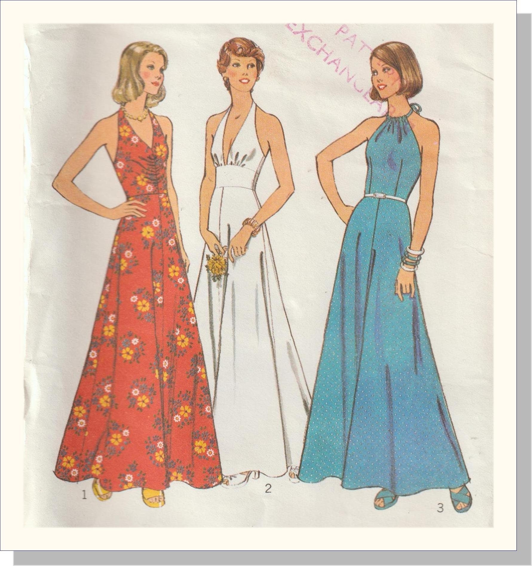 MOMSPatterns Vintage Sewing Patterns - Vogue 7227 Vintage 60's Sewing  Pattern Mod Cocktail Party Dress Elegant Hostess Maxi Gown Fit & Flared  MARIBOU FEATHER TRIM Size 18