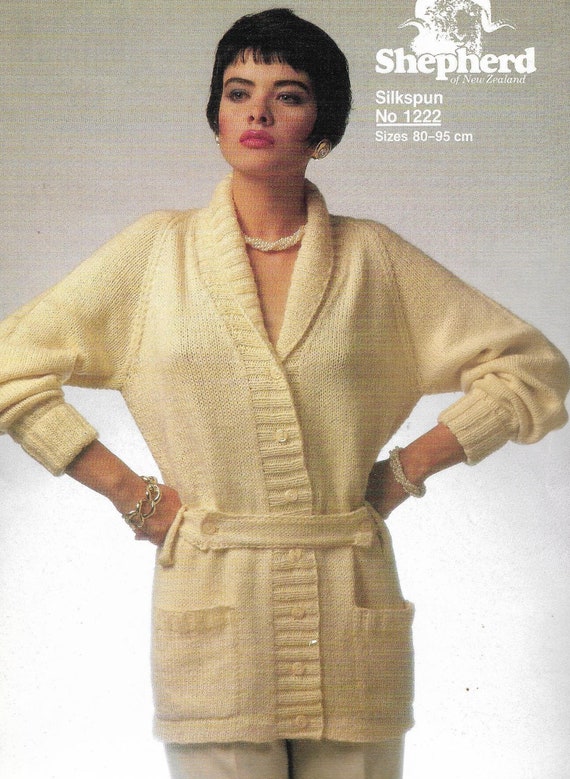 Vintage Women S Jacket With Collar Belt And Pockets Shepherd Knitting Pattern No 1222 Vintage Women S Jacket With Collar Belt And Pockets Shepherd Knitting Pattern No 1222