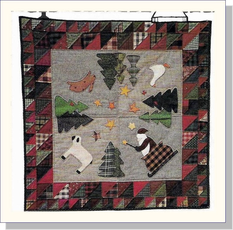 Vintage Santa's Sleigh Ride Wall Quilt & Centerpiece Etsy