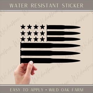 Flag decal, Bullet flag, ammo, patriotic sticker, vinyl decal, America. Stickers for shooting, 223, 9mm, wildoakfarm