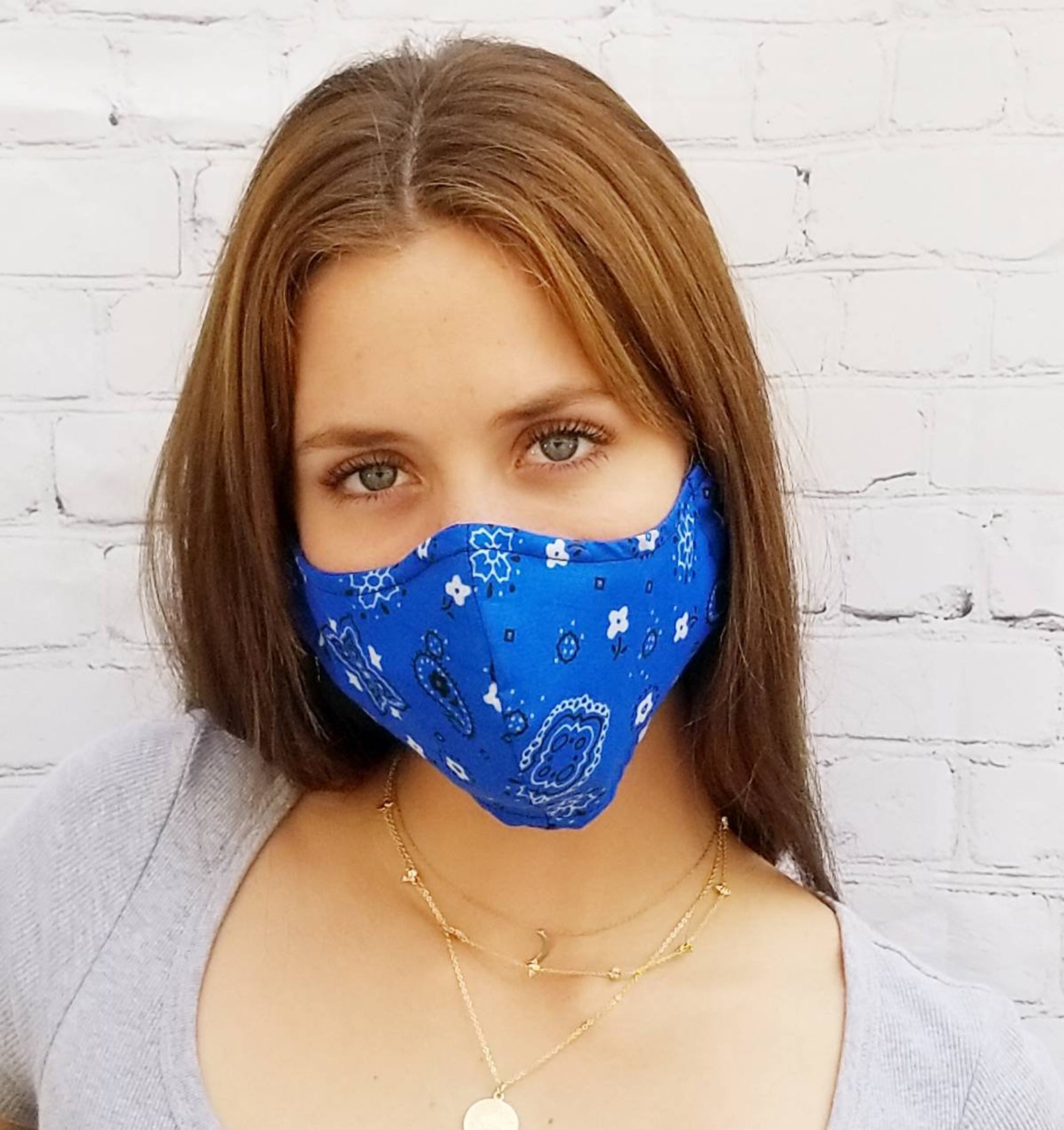 Royal Blue Bandana Face Mask w/filter Pocket and adjustable Etsy