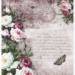 Papel De Arroz-Vintage Rosas Rojas-Para Decoupage Decopatch Scrapbook Craft Hoja
